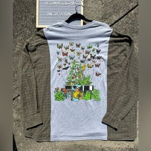 Ed Sheeran shirt with flannel sleeves